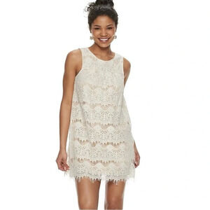 NWOT Speechless Lace Sleeveless Shift Dress Ivory and Nude Boho XL